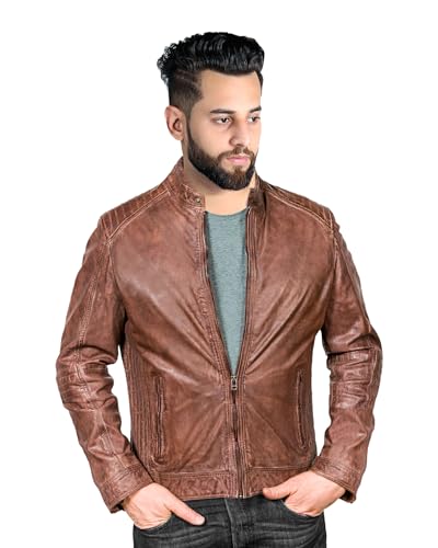 Brown Casual Style Leather Jacket – Zipper Closure Fashion for Boys & Biker Fans2