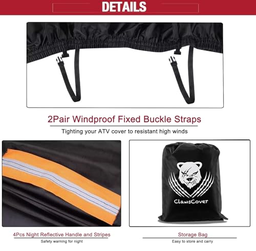 ClawsCover Capas de quadriciclo para quadriciclo XXL 203 cm impermeável resistente 420D Oxford 4 rod