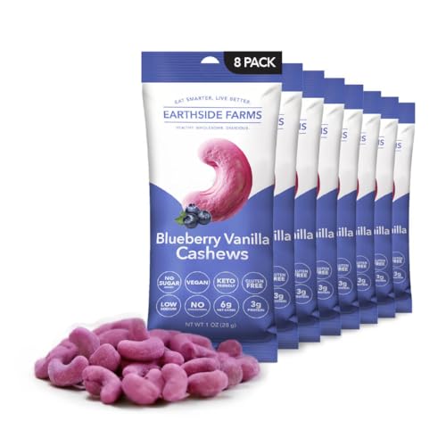 Earthside Farms Blueberry Vanilla Cashews 1oz, 8 Pack – Vegan,