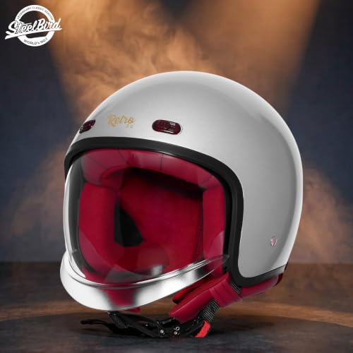 Image of Steelbird SBH-67 Retro 5.0 DOT and ISI Certified Open Face Helmet for Men and Women