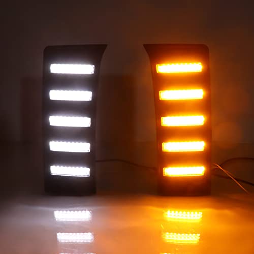 Autorder Custom Fit For Led Drl Daytime Running Lamps Toyota Tundra 2022 2023 Accessories Front Bumper Built-In Drl Fog Light Turn Signal Lights With Amber/White Light 2Pcs #TOP1