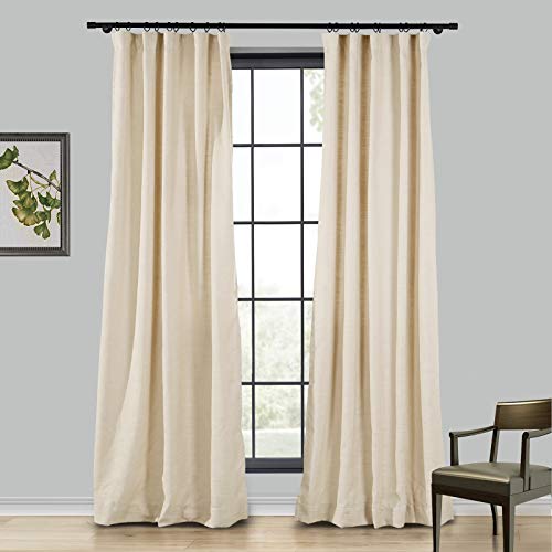 TWOPAGES Extra Wide Sand Beige Heavyweight Thick Natural Faux Linen