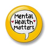 Mental Health Matters Pin Badge, 32mm, Awareness Badges, Self Care, Mental Wellness Button Badge, Autism Badge (Yellow)