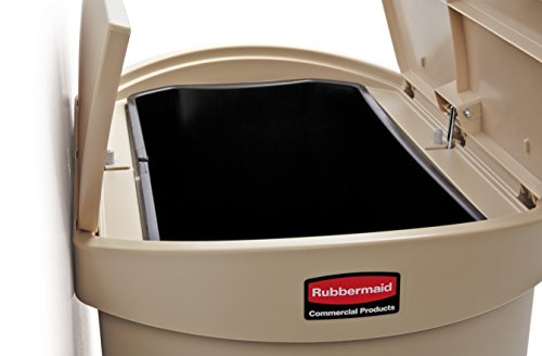 Image of Rubbermaid Commercial Products Streamline Plastic Front Step On Trash Can, 18 Gallon, Beige, Hands-Free Garbage Can for Medical Waste in Hospitals /Lab /Emergency /Patient Rooms
