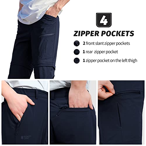 Pioneer Camp Men's Outdoor Convertible Hiking Pants Waterproof Quick Dry Fishing Pant Zip Off Work Trousers（Grey Navy,Xl） #TOP4