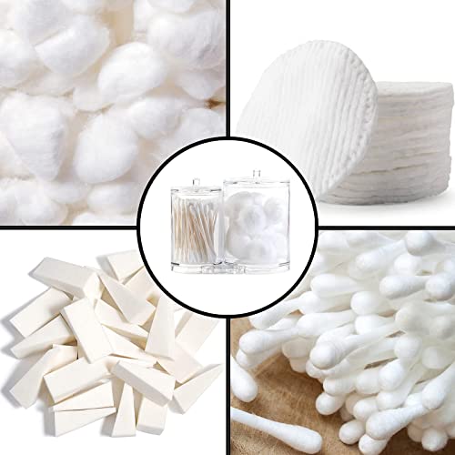 Huji Acrylic Cosmetic Organizer For Q-Tip and Cotton Ball Holder With Lids - 9.36oz and 17.61oz Jars (1 PK)2