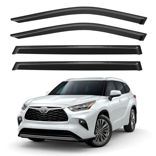 Image of Window Visors Rain Guards for 2020-2026 Toyota Highlander, Out-Channel Window Vent Wind Deflectors Visors Shades for 20 21 22 23 24 25 Highlander