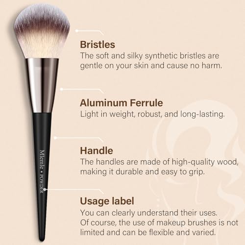 Makeup Brushes Set, Mlemle Professional 25 Pcs Makeup Kit, Include Powder Foundation Concealers Blush Eye shadows 21 Pcs Makeup Brushes and 2 Powder Puff, 2 Makeup Sponge(B02-CreamBlack) - Image 3