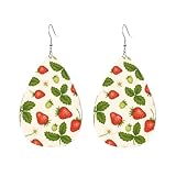 Pendientes De Piel Flores De Hojas De Fresa Elegancia Pendientes De Cuero Lujo Aretes De Cuero Con Forma De Lágrima Para Decoración Fiestas Bodas