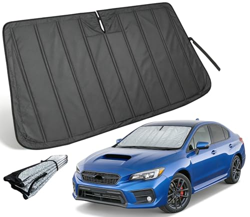 Image of Thickened Sun Shade for Subaru WRX 2015-2021, Crosstrek 2013-2017 | Accordion Front Window Sunshade Aluminum Reflective UV Protection Shield, Foldable Sun Visor with Storage Bag Car Accessories