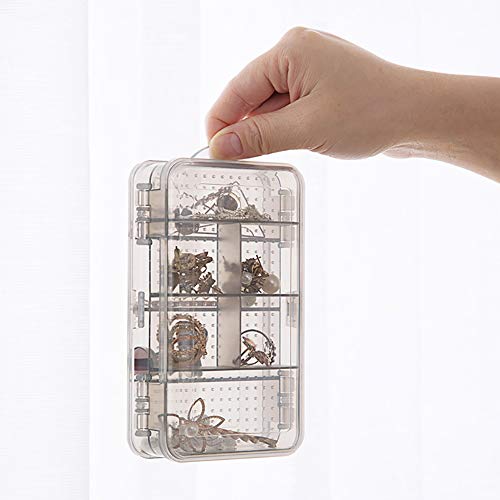 Image of 2 Pcs Clear Plastic Double Layer Jewelry Boxes Organizer Storage Container for Earrings Necklaces Hair Clips Grey