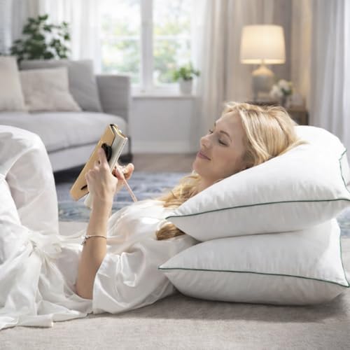 Image of Nestro Premium Set of 2 Sleeping Pillow, Virgin Fiber Filled, 16x24 inch Size, Pure Cotton Fabric