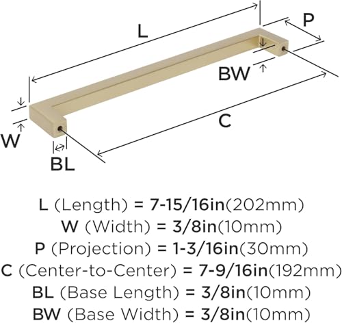 Image of Amerock BP36908BBZ | Golden Champagne Cabinet Pull | 7-9 /16 inch (192mm) Center-to-Center Cabinet Handle | Monument | Furniture Hardware