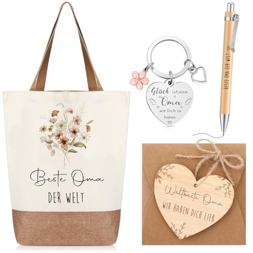 Xuniea 6 Stück Beste Oma Der Welt Einkaufstasche Geschenkset,...