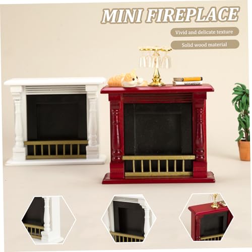 Chimenea miniatura 1:12 de madera para decoración navideña de hogar 6