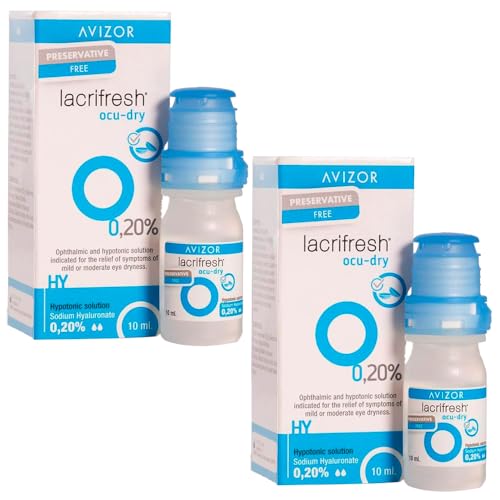 Avizor Lacrifresh Ocu-Dry 0.20% Gotas Oculares Hidratantes Pack 2x10ml | Alivio Irritación, Sequedad e Hipersensibilidad | Sin Conservantes | Compatibles con Lentes de Contacto | Uso Diario