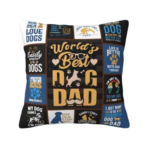 IYUBOFU Dog Dad Gifts for Men, Best Dog Dad Gifts from Dog, Funny Gift for Dogs Lover Men, Cool Dogs Owners Gifts for Birthday, Gift from Dog to Dad Throw Pillow Cover 18x18 Inches