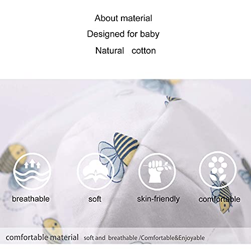 Pureborn Unisex Baby Cotton Sun Hat Wide Brims With Straps Bucket Hat Cartoon Bees 3-6 Months #TOP5