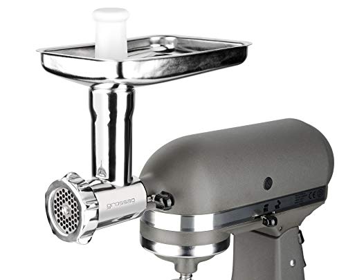 grossag Fleischwolf Edelstahl Aufsatz kompatibel mit Kitchen Aid Küchenmaschine spülmaschinenfest - Fleischwolf Vorsatz… – Bild 3