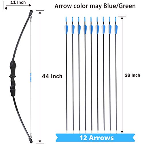 COMPLETE Archery Kit For Teens | Bow and Arrow with Target for Teens | Archery Kit with 12 Arrows and 1 Straw Target Archery | Kids Hunting Bow and Arrow with Arrow Targets for Shooting Outdoor