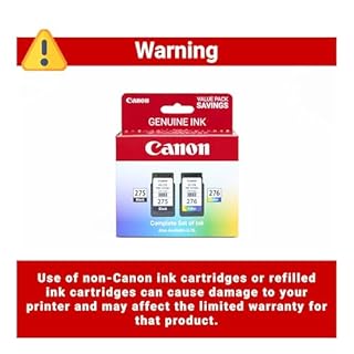 Canon PG-275 / CL-276 Genuine Ink Value Pack (2 Cartridges), Compatible with TS3520/3522/4722/3720/3722, TR4720