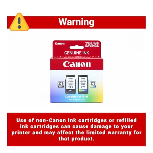 canon pg-275  cl-276 genuine ink value pack 2 cartridges compatible with ts35203522472237203722 tr4720