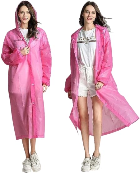 Casual Solid Women Raincoat (Ponchu Raincoat_Pink Combo)-picture-27