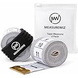 MeasureWiz Measuring Tape - (2 Pack) 60 Inch 150 cm Soft Fabric White Tape Measure for Tailors Dressmakers and Sewing - Metric Waist and Body Measurements - Reusable Ziplock Bag Convenient Storage