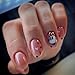 24Pcs Cute Press on Nails Short Fake Nails Tips Glitter Full Cover Nude False Nail for Women Artificial Reusable Nails Kit with Nail Jelly Glue Cartoon Press on Fashion False Nails Gifts