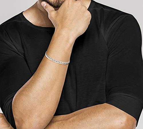 Miabella SSI004115A 925 Sterling Silver Italian 5Mm Solid Diamond-Cut Cuban Link Curb Chain Bracelet thumb #2