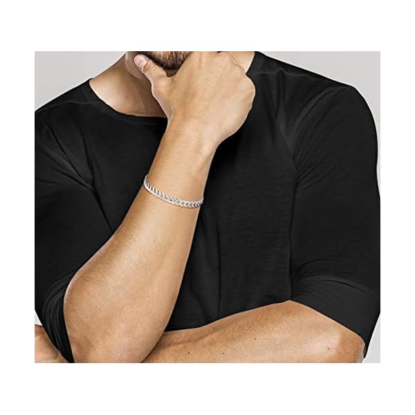 Miabella 925 Sterling Silver Italian 5mm Solid Diamond-Cut Cuban Link Curb Chain Bracelet for Men Women, Made in Italy (8.00 Inch)