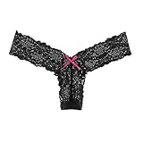 MOANATURA Tanga Encaje Mujer Sexy. Lencería Interior. Ropa Interior Sexy. Tangas Bragas Elásticas Suaves de Mujeres Sexys. Talla Única (XS, M). Negro.