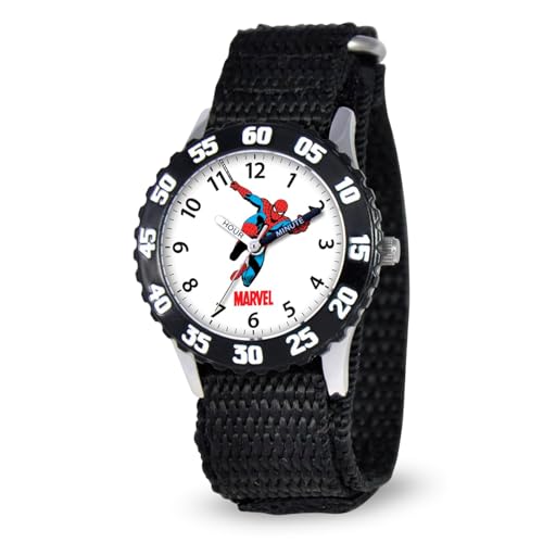 Marvel Spiderman Watch for Kids - Spiderman Watch Boys - Spider-Man Watches for Boys 4-6 - Kids Toys - - Marvel Toddler - Teen - Red Bezel - Multicolored Nylon Strap