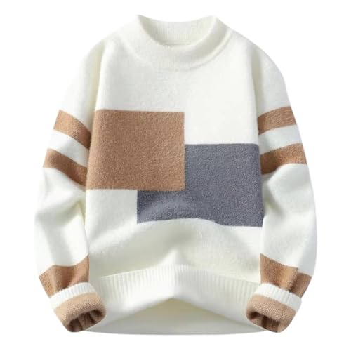 Men Casual Grid Sweaters Autumn Winter Slim Fit Pullovers M-4XL