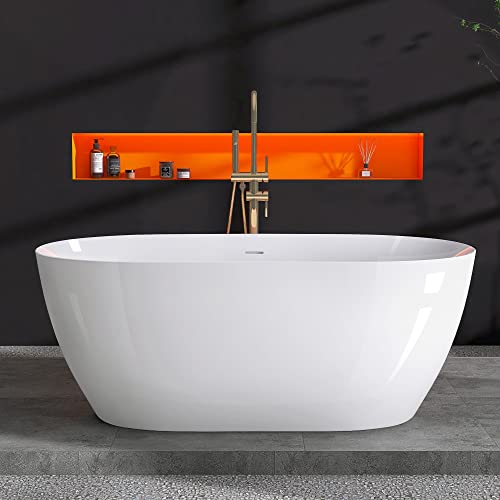 ZUAGCO Free Standing Tub 59" Curve Shape Acrylic Freestanding Bathtub Adjustable Modern Soaking Tub with Integrated Slotted Overflow and Removable Pop-up Drain Anti-clogging Glossy White 59"x30" ZUAGCO Free Standing Tub 59" Curve Shape Acrylic Freestanding Bathtub Adjustable Modern Soaking Tub with Integrated Slotted Overflow and Removable Pop-up Drain Anti-clogging Glossy White 59"x30"