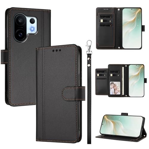 �X�}�z�P�[�X �Ή��@�� for Vivo X200 FE / S30 Pro mini �X�}�z�P�[�X�y�E�H���b�g�f�U�C�� �f���A���J�[�h�X���b�g �L���b�V�� �t���b�v���X�^���h �����h�~�zBlack
