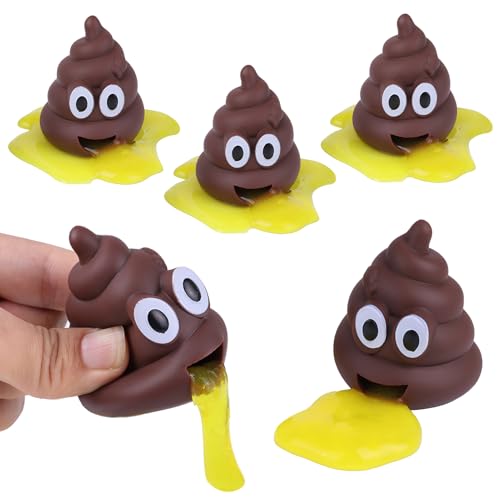 Lot de 4 balles Anti-Stress en Forme de Caca, balles à vomir, balles Anti-Stress en Forme de Saucisse de Caca, Jouets en Forme de Saucisse de Caca pour vomir,...