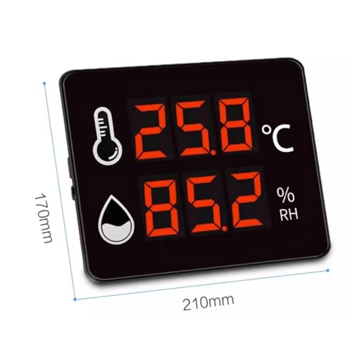 Medidor digital de temperatura y humedad con sensor de 3 m y soporte para uso en interiores y exteriores en aplicaciones industriales e invernaderos