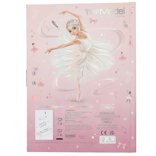 Depesche 13609 TOPModel Ballet - Tagebuch mit Zahlen-Code und Sound, Buch mit 80 linierten und bunt illustrierten Seiten