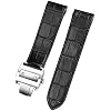 CZKE Genuine Leather Watch Strap for Cartier Santos 100 Leather 20mm 23mm Watchband Color Black-Silver, Size 20mm