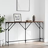 Industrial Console Table with Brown Oak Finish and Matte Black Frame for Modern Living Room Hallway Entryway Storage Display
