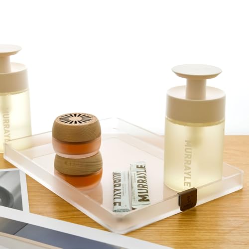AIMOLLY Metal-Glided Clear Acrylic Serving Tray Platters – Sturdy, Huge Capacity for Coffee/Juice; Ideal Kitchen & Desk Organizer, Multi-Use Storage Tray（Frosted）
