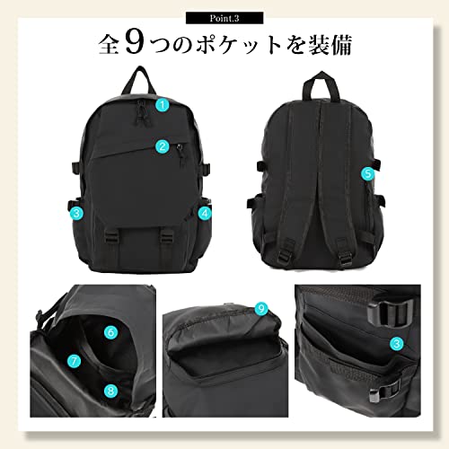 JGP 9ポケット リュック カジュアル バックパック リュック