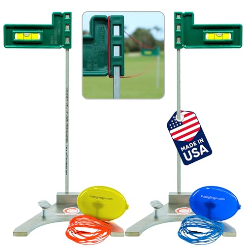 Putting Dragon® America's Premium Golf Training Aid-Perfect Golf Putting Aid for Alignment & Accuracy-Putter Training Aid with Built-in Levels-Durable Elastic Strings and Steel Base with Screws