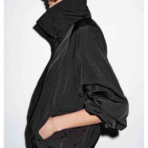 Women Bomber Jacket Casual Long Sleeve High Neck Zip Up Button Puff Fall Coats Lightweight Streetwear Outerwear4