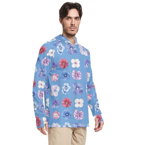 Art Oberonia Blue Men's Sun Shirts Hoodies Long Sleeve Beach Hoodies UPF 50 + Beach Shirt S2