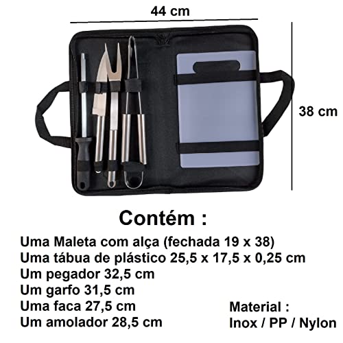 KIT CHURRASCO 5 PEÇAS NO ESTOJO
