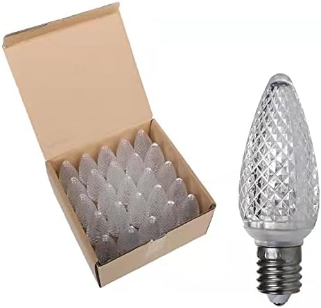 Miniatura 5 de Juego de 25 bombillas LED de repuesto con cubierta facetada blanca C9, regulables, alto brillo, E17, luces decorativas de Navidad para decoración de
