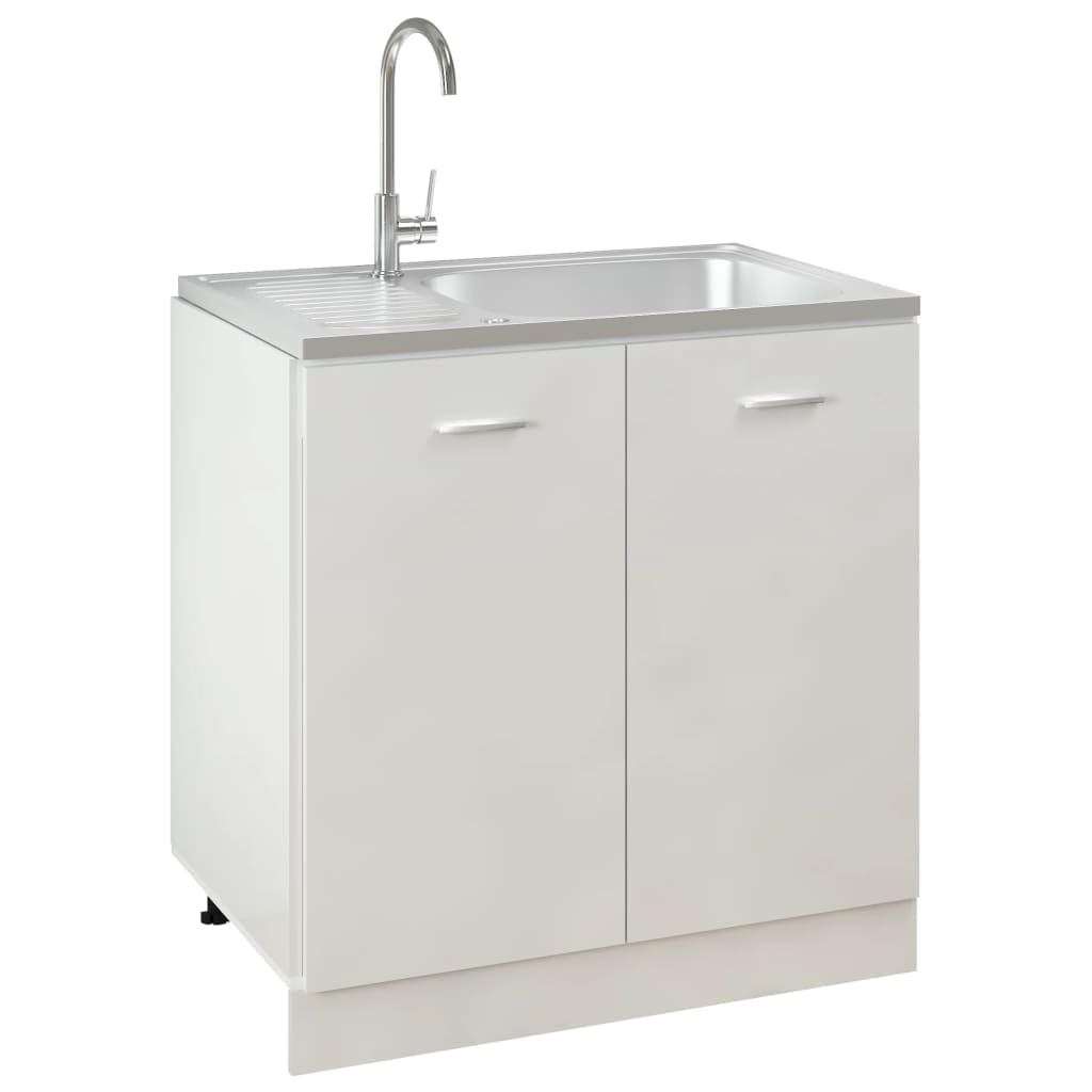 AUVYI Spüle mit Abtropffläche Set Edelstahl Küchenarbeitsplatte Ausgussbecken Spülbecken Kitchen Sink Waschbecken Küchenspülen Arbeitsplatte Küche Silbern 800x500x155 mm