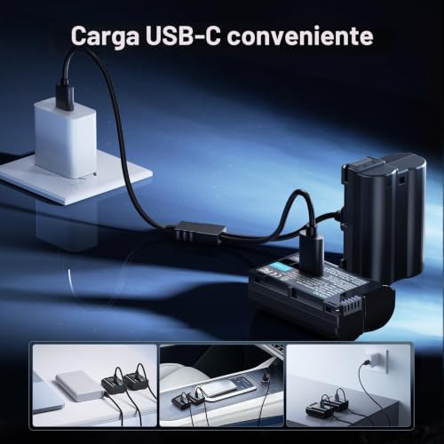 Batería EN-EL15C USB-C de 2400 mAh con decodificación total llano para cámaras Nikon 2